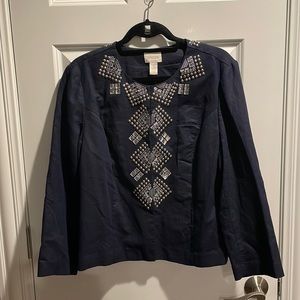 Chicos navy embellished jacket.
